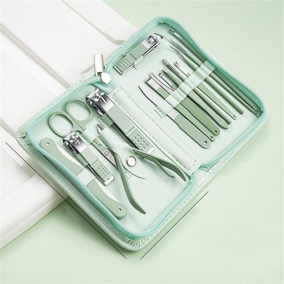 Nail Cutter Set Stainless Steel Clippers Manicure Pedicure Kit 16PCS with Scissors for Hand Foot Facial Ear Care Tools