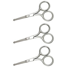 SC2041E Manicure Round Tip Scissors 3 Pack Stainless Steel for Pedicure, Facial Hair, Eyebrow, and Eyelash Grooming