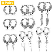8Pairs Surgical Stainless Steel Huggie Hoop Earrings