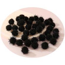 Pom Poms 25mm Glitter Pom Poms Black Mini Sequin Balls for DIY Sewing Crafts and Christmas Decorations
