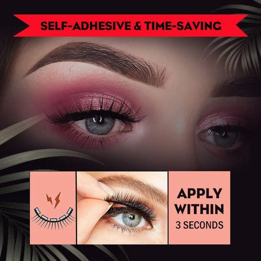 Self Adhesive False Eyelashes, Reusable Waterproof, Black