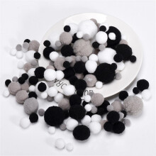 Pom Poms Mini Pom Poms Fluffy Cotton Rainbow Balls for Jewelry Making Clothing Appliques Black Gray 1 Inch