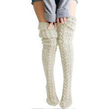 Women's Cable Knit Over Knee Long Socks Winter Warm Thigh High Stockings Boot