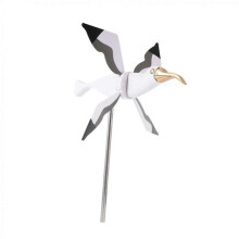 1pcs Seagull Windmill Animal Ornaments Metal Outdoor Decoration Outdoor Toy Windmill Outdoor Animal Rotating Wind Outdoor Ornaments