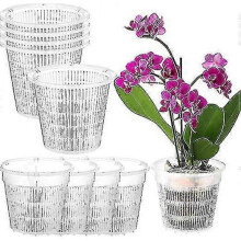 10 Pack Perforated Clear Plastic Orchid Pots, Divided Breathable Pots, Durable Clear Polypropylene Flowers, Suitable for Indoor Plants, Succulents.