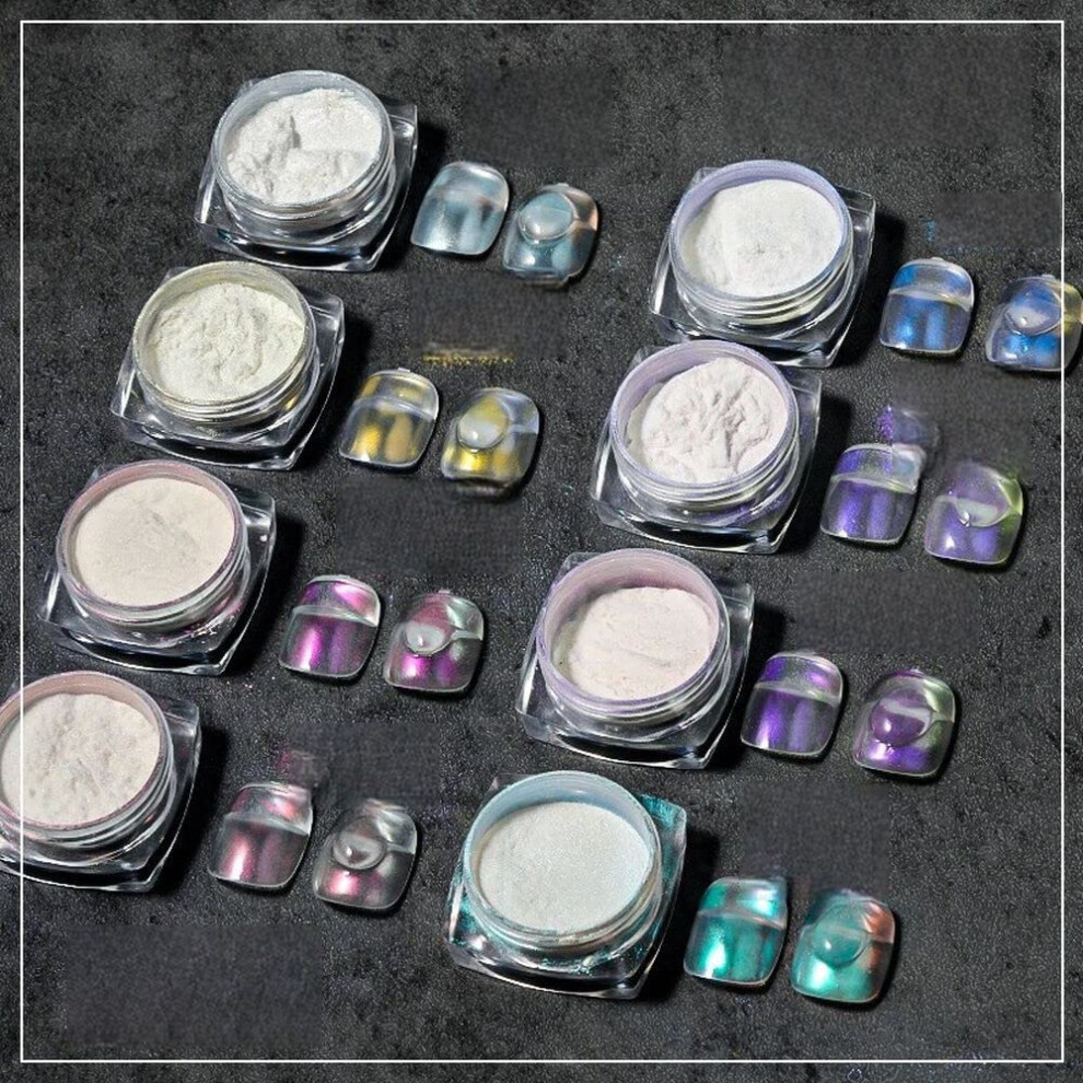 Ultra-Fine Aurora Nail Glitter Powder 10g Iridescent Transparent Polish Multi-Mirror Effect Sparkle Dust
