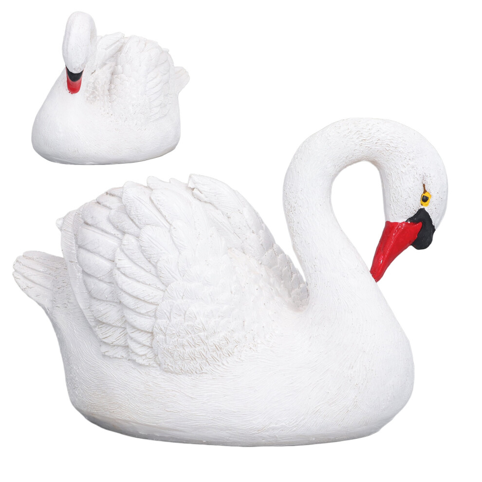 Resin WeißE Schwan Figurine Resin WeißE GäNse Statue FüR Die AußEnbereich Gartendekoration-image