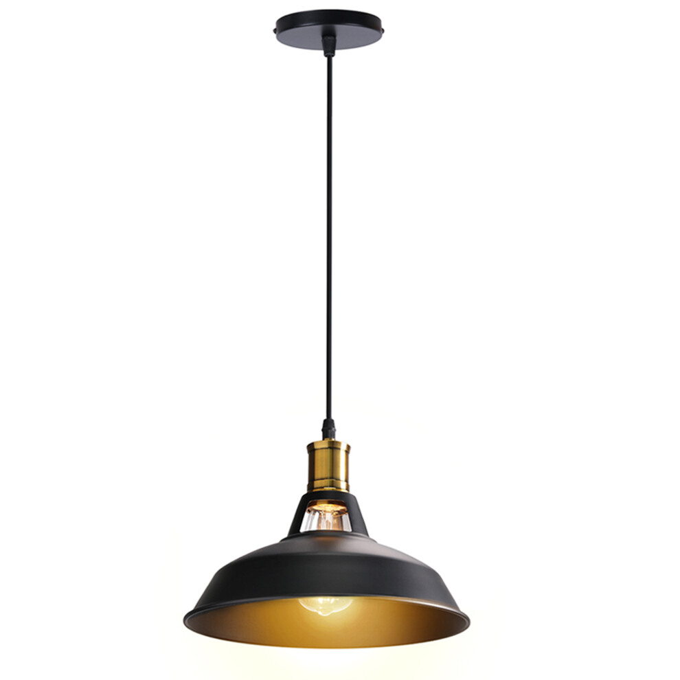 Suspension Luminaire Rétro en Métal Lampe À Suspension Vintage Plafonnier D'Intérieur Pour Cuisine, Ferme, Couloir (Noir)