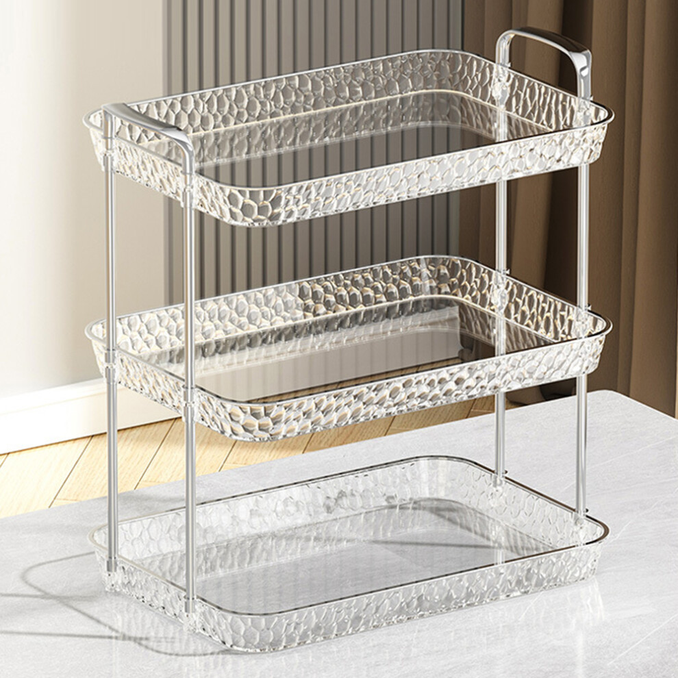 (Transparent White) 38 x 25.5 x 38.5cm 3-Layer Storage Tray Organizer for Living Room Desktop Removable Shelves-image-OPC-PJQ8KJX-NEW