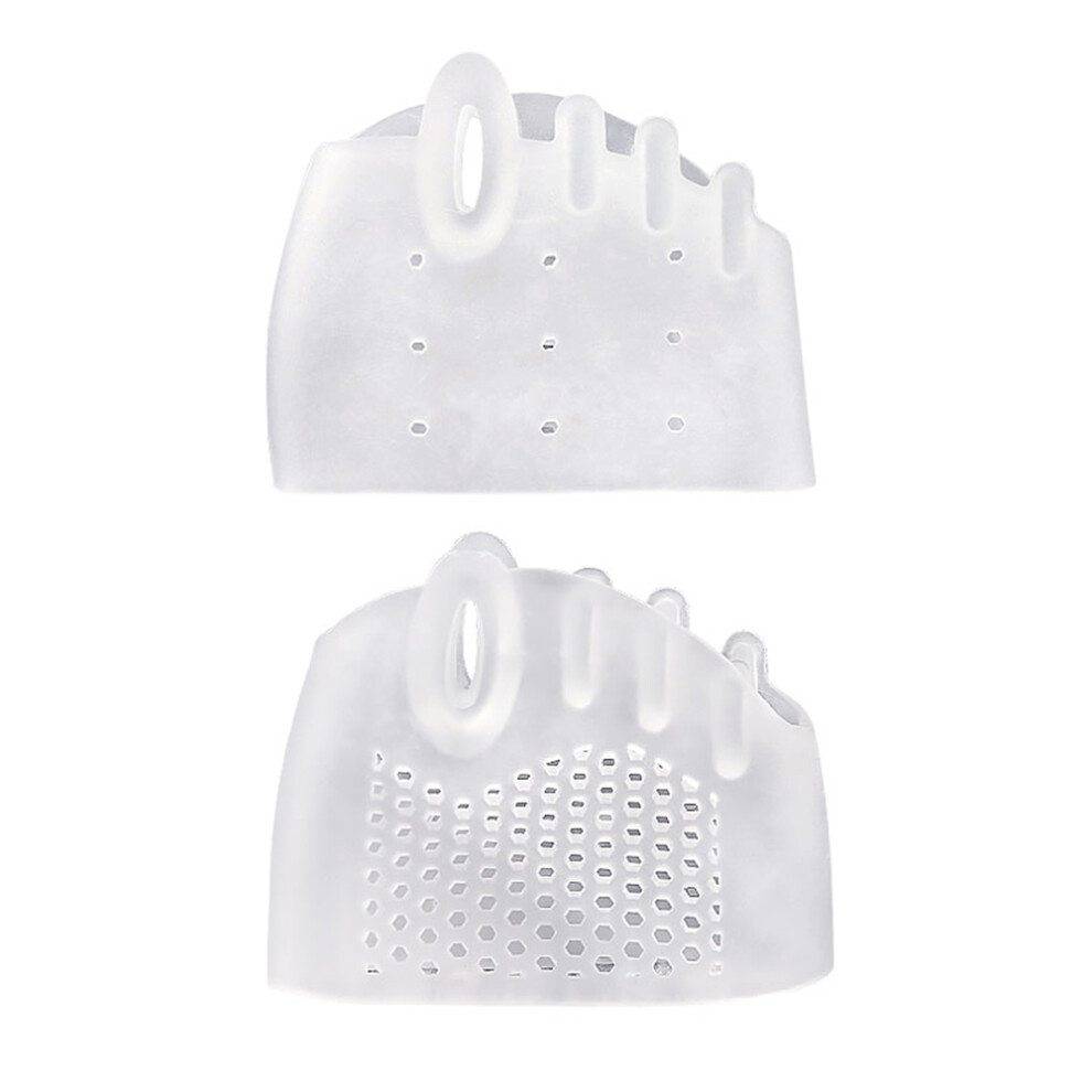 (Transparent) Forefoot Pads Five Holes Honeycomb Toe Separator Pain Relief Insoles Prevent Feet Callus Blisters Corn
