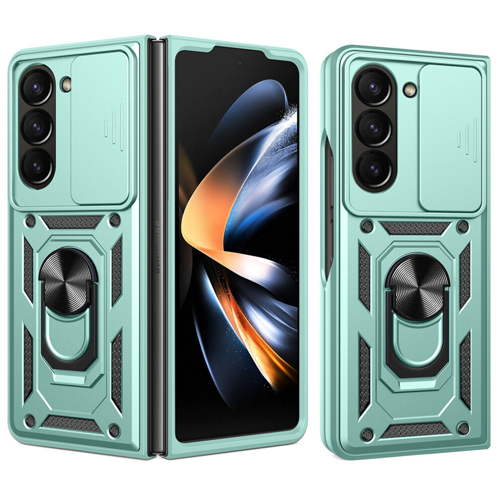 (Green) For Samsung Galaxy Z Fold7 5G Case With Slide Camera Lid Pc + Tpu Kickstand Phone Cover Green 6914273628059