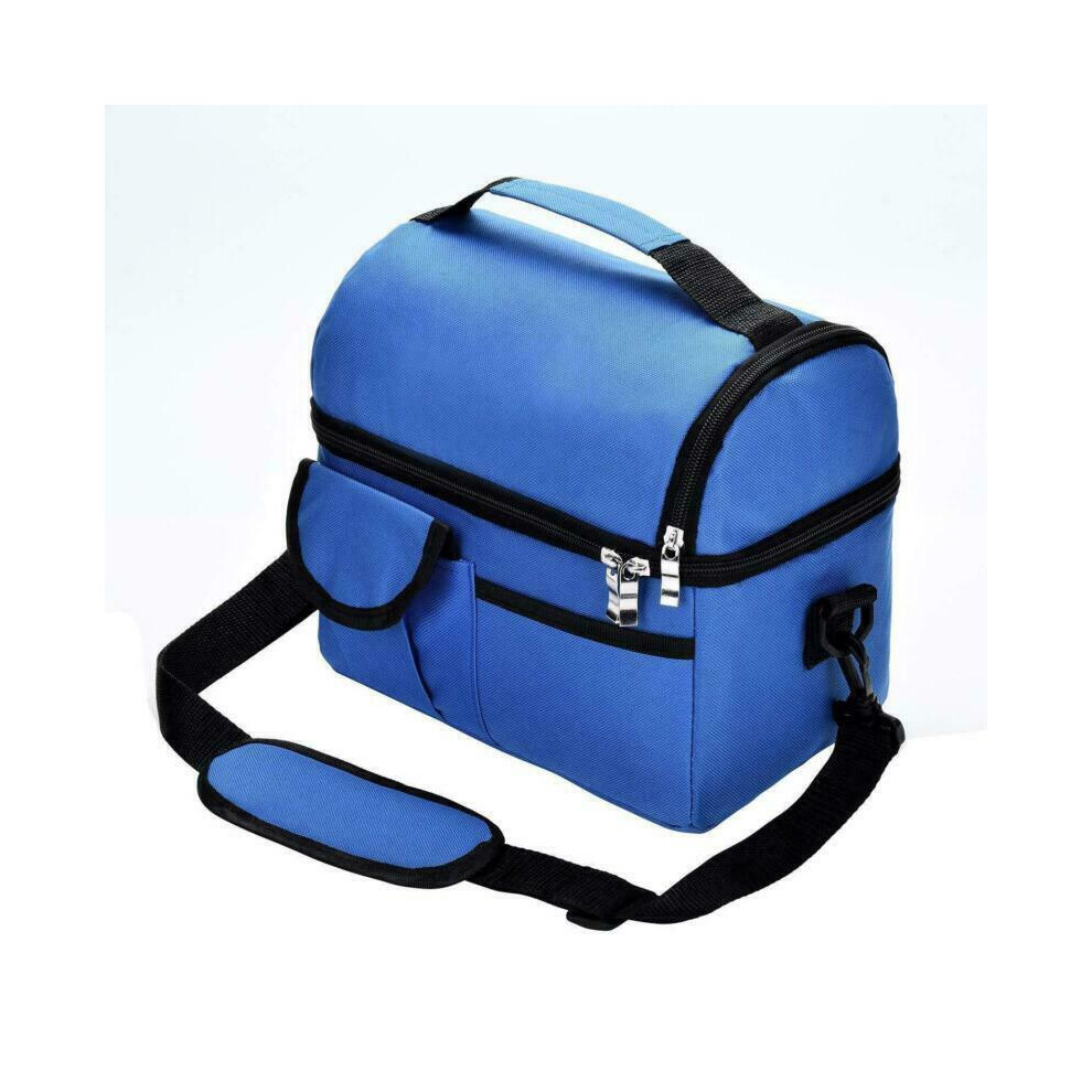 (Blue) Insulated Lunch Bag Thermos Cooler Adults Tote Food Lunch Box Blue
