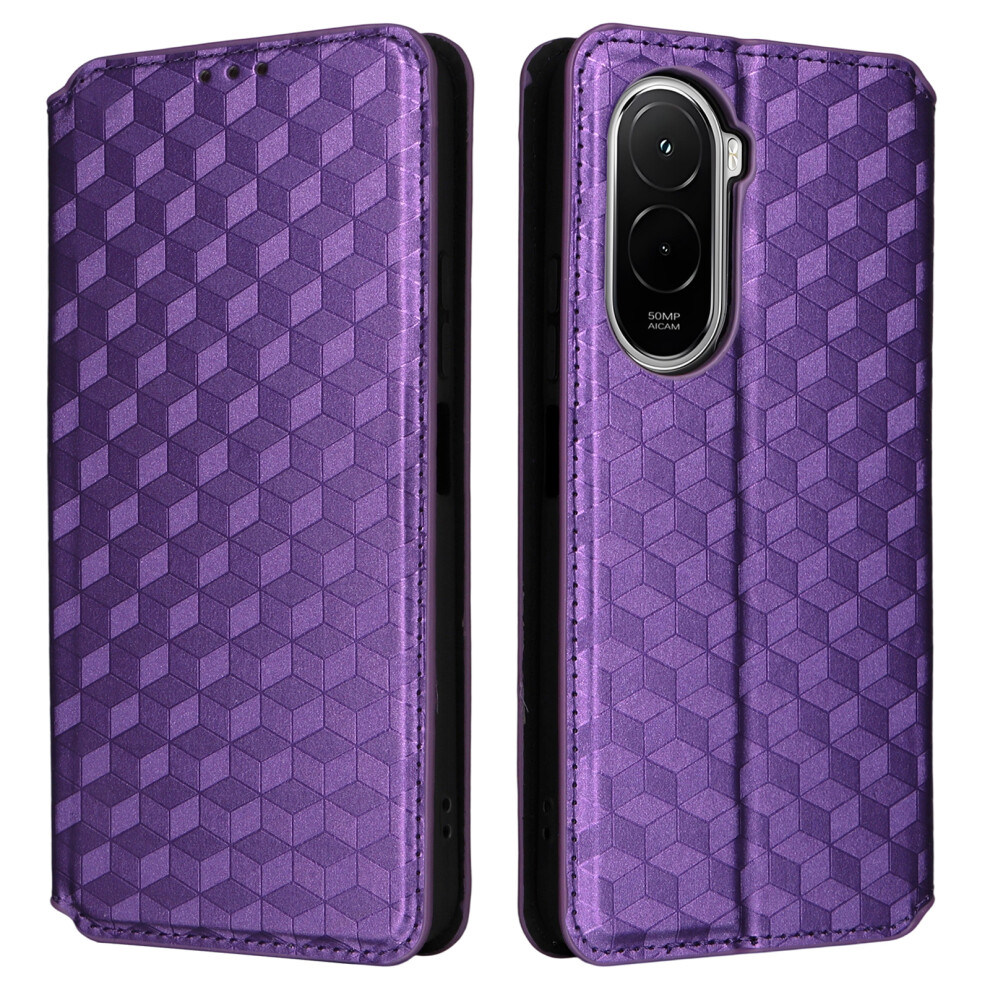 (Purple) For Xiaomi Poco M7 Plus 5G Poco M7 4G (169Mm) Case Wallet Rhombus Imprinted Leather Phone Cover Purple 6914270117235