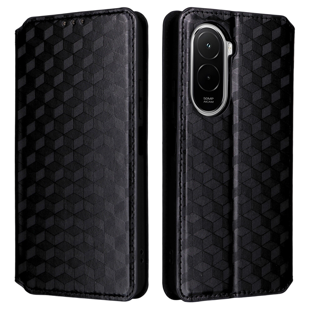 (Black) For Xiaomi Poco M7 Plus 5G Poco M7 4G (169Mm) Case Wallet Rhombus Imprinted Leather Phone Cover Black 6914277705329