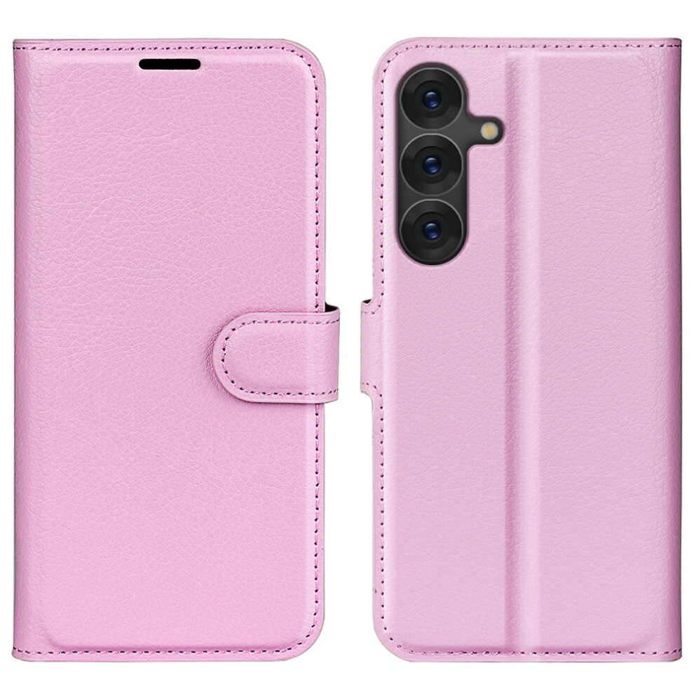 (Pink) For Samsung Galaxy S25 Case Litchi Texture Shockproof Leather Wallet Phone Cover Pink 6914274635674