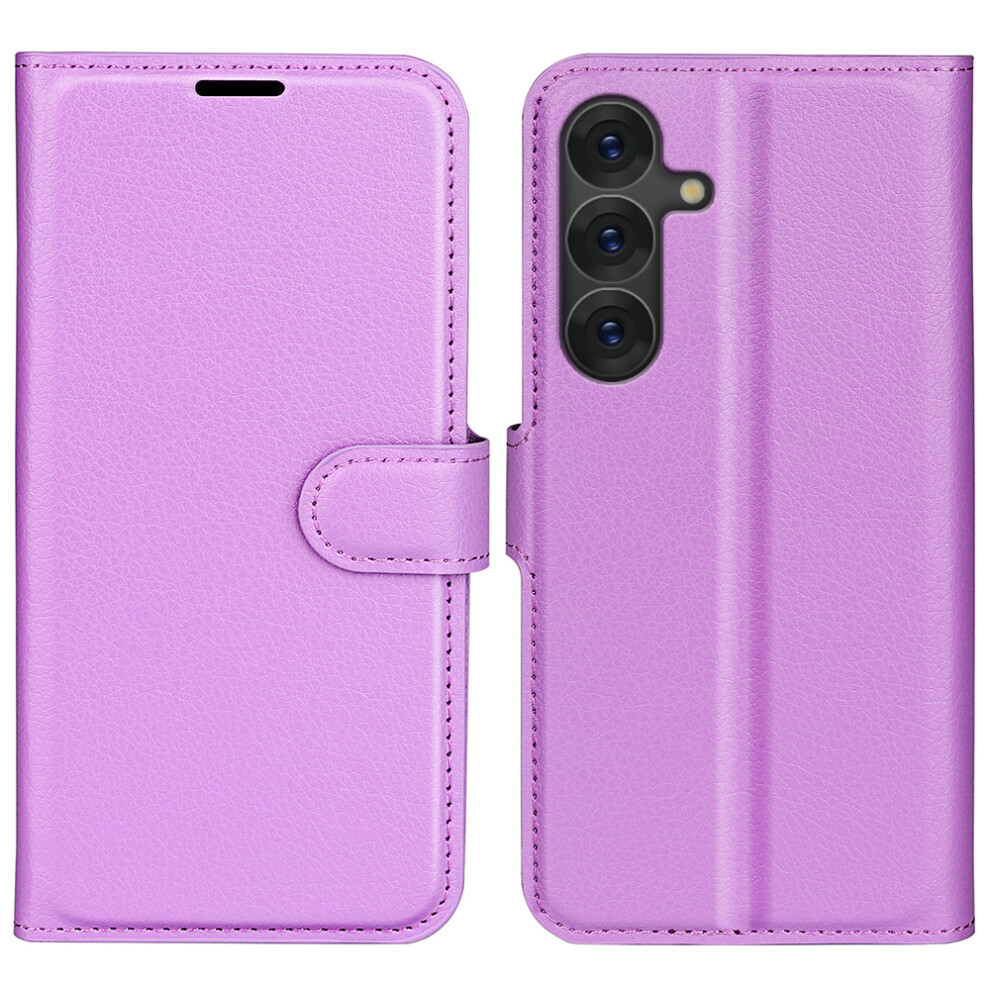 (Purple) For Samsung Galaxy S25 Case Litchi Texture Shockproof Leather Wallet Phone Cover Purple 6914270719606