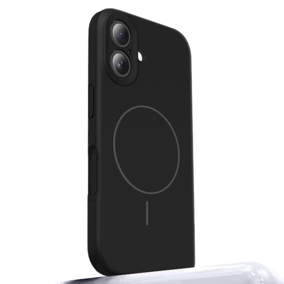 (Black) For Iphone 17 Case Compatible With Magsafe Liquid Silicone + Pc Phone Cover With Camera Touch Control Button Black 6914275381266