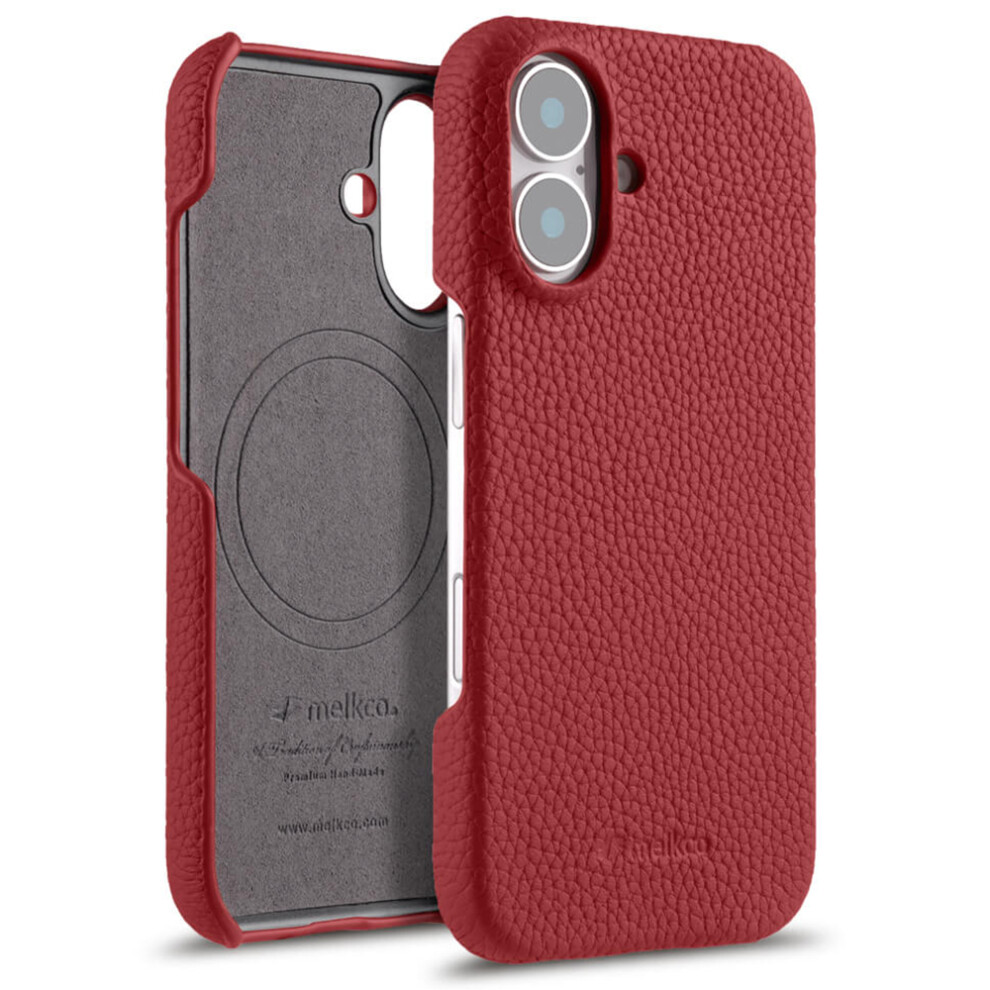 (Red) Melkco For Iphone 17 Case Genuine Cow Leather Pc Phone Cover Compatible With Magsafe Red 6914271864268