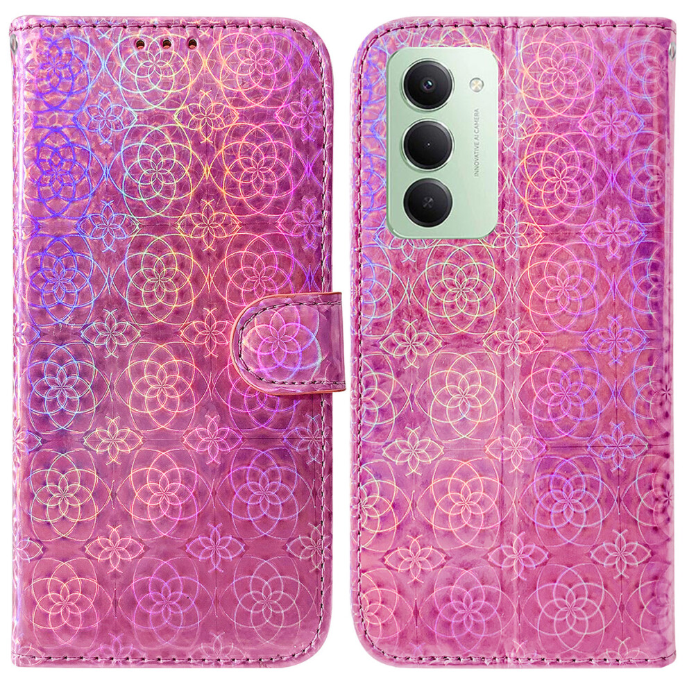 (Pink) For Xiaomi Redmi 15 5G (Global) (169Mm) Stand Case Dazzling Flower Leather Phone Cover With Wrist Strap Pink 6914271871983