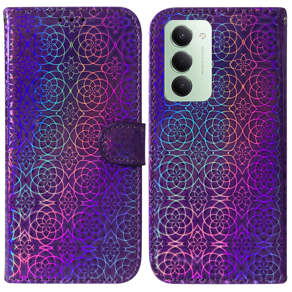 (Purple) For Xiaomi Redmi 15 5G (Global) (169Mm) Stand Case Dazzling Flower Leather Phone Cover With Wrist Strap Purple 6914275680338