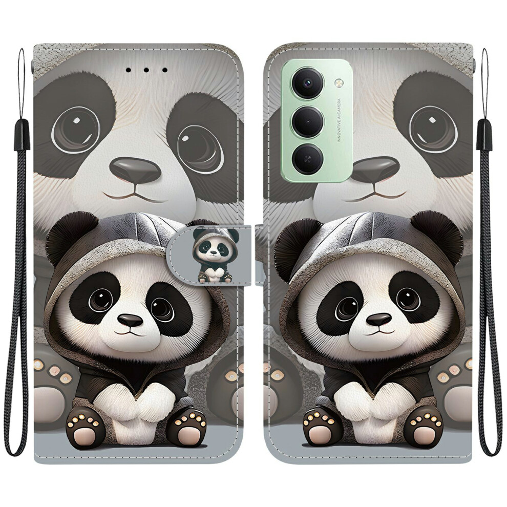 (Panda) For Xiaomi Redmi 15 4G (Eu) (171Mm) Wallet Case Pattern Printing Leather Stand Phone Cover With Strap 6914277925765