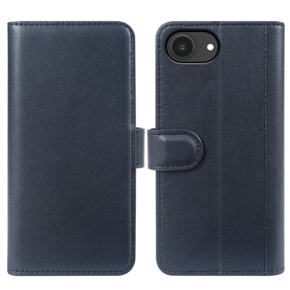 (Blue) For Iphone 16E Phone Cases Genuine Split Leather Wallet Mobile Cover Stand Blue 6914271778558