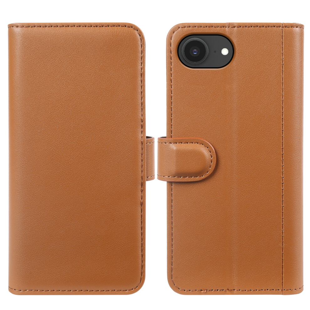 (Light ) For Iphone 16E Phone Cases Genuine Split Leather Wallet Mobile Cover Stand Brown 6914278212918