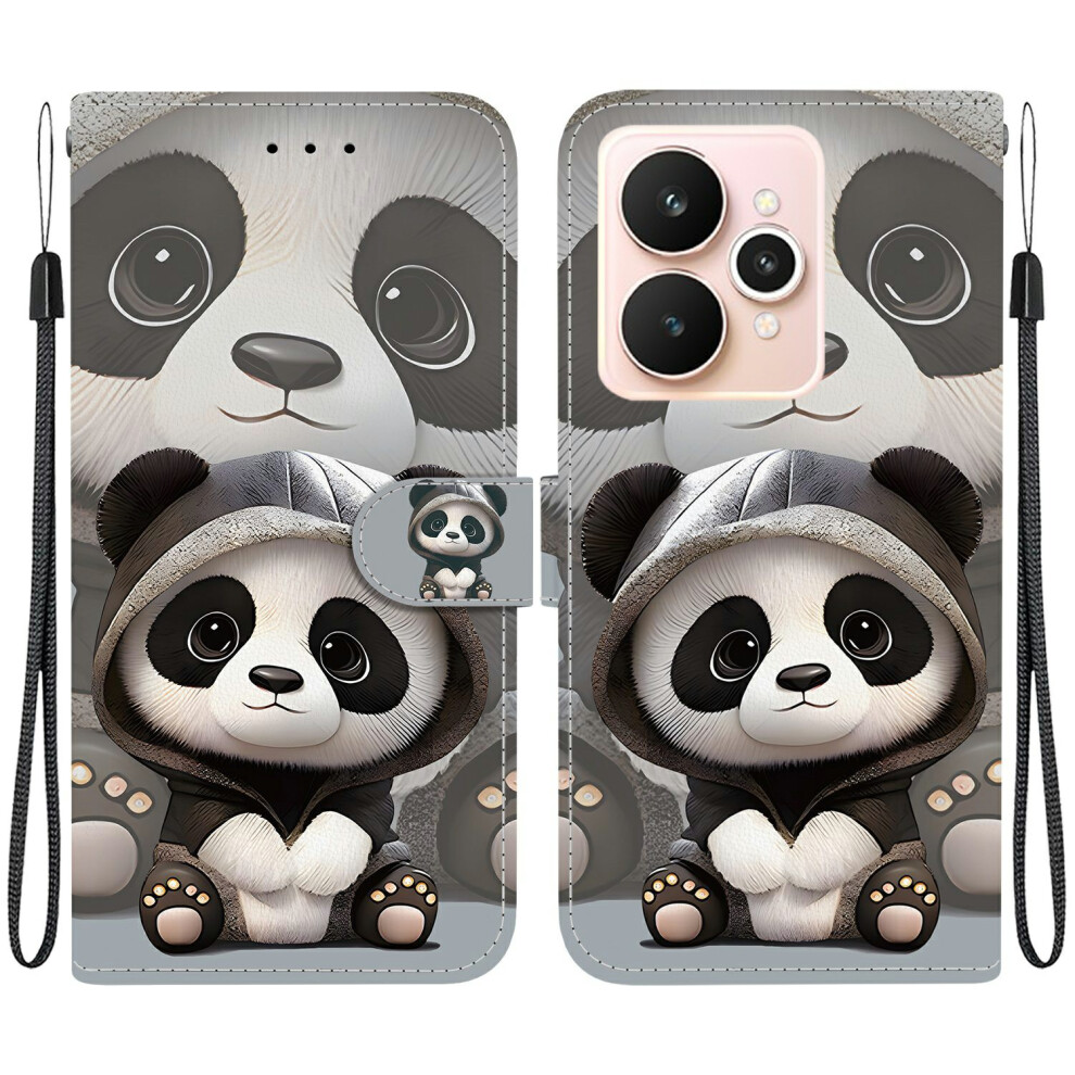 (Panda) For Realme 15 Pro 5G 15 5G Wallet Case Pattern Printing Leather Stand Phone Cover With Strap 6914275648093