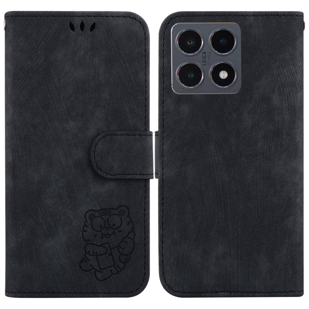 (Black) For Xiaomi 15T Wallet Case Tiger Imprint Leather Shockproof Phone Cover With Wrist Strap Black 6914278797637