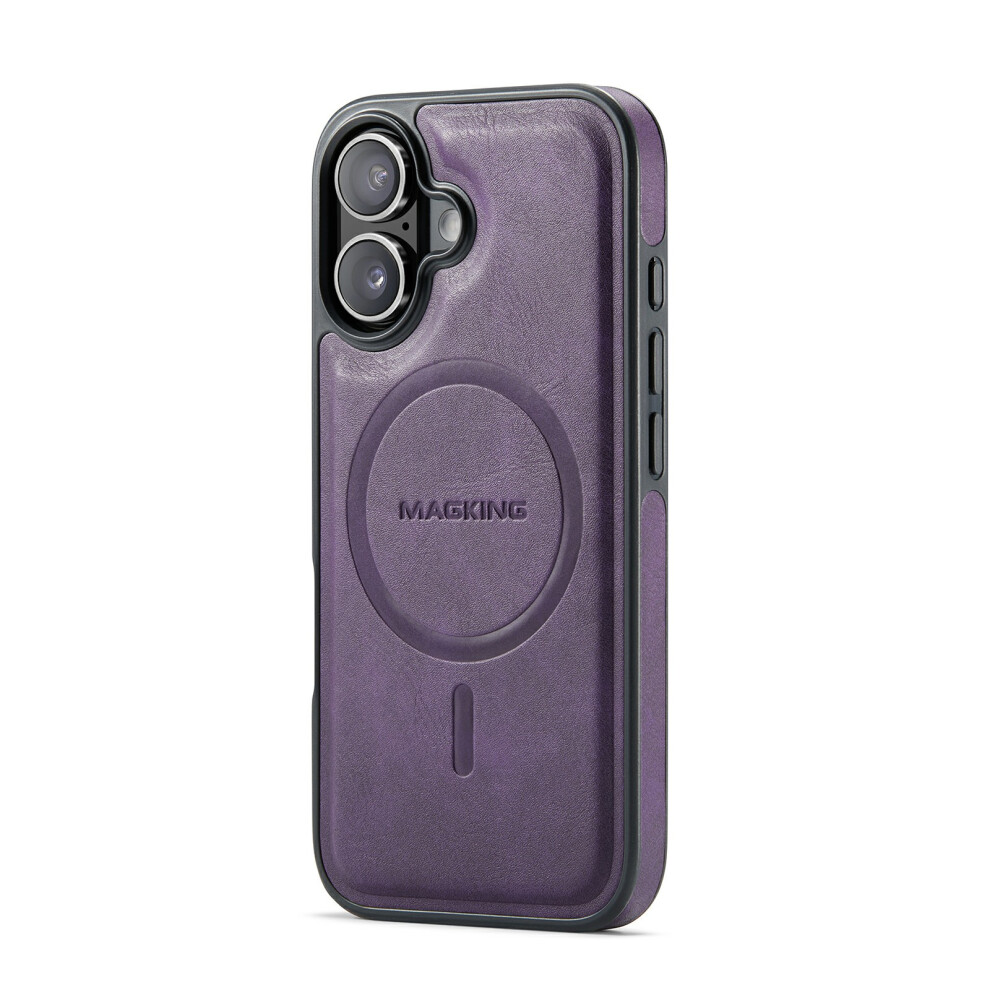 (Purple) Magking K1 Series For Iphone 17 Magnetic Case Pc + Tpu + Pu Leather Phone Cover Purple 6914279568762