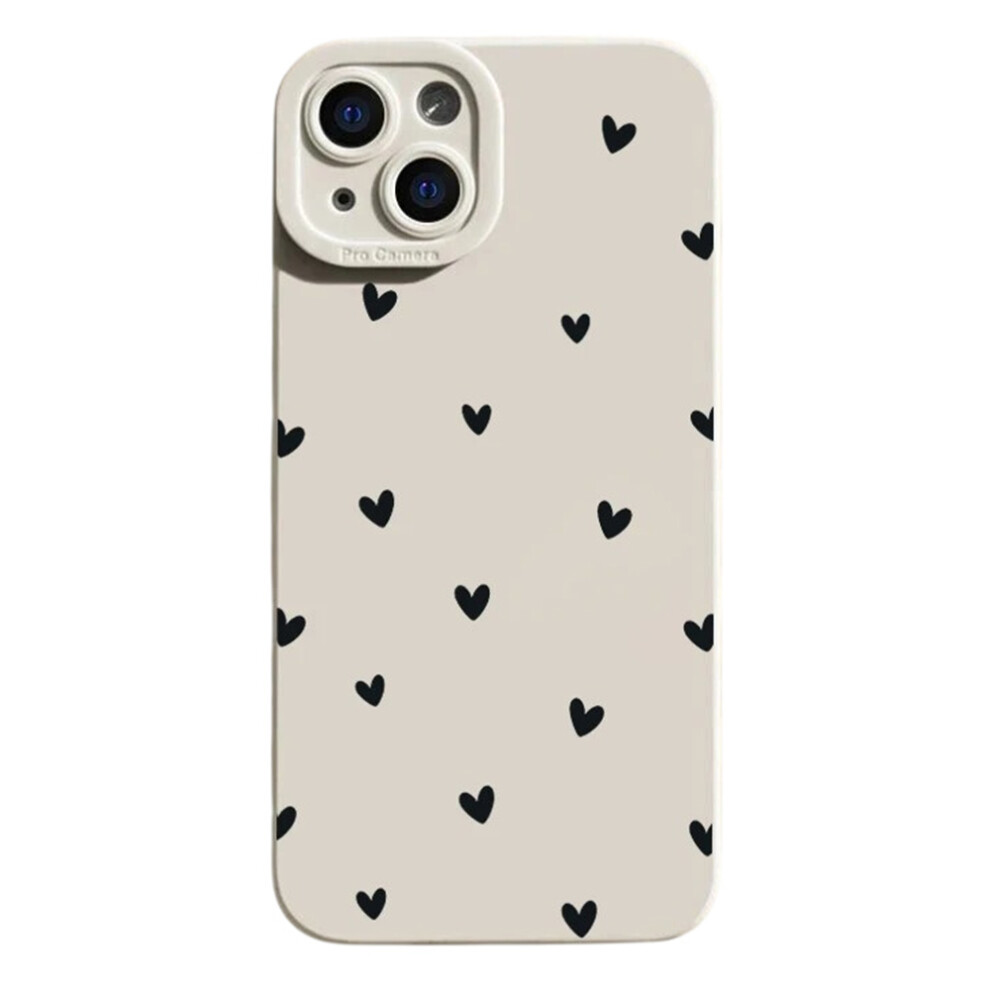 (Antique White Black Hearts) For Iphone 15 Plus Case Heart Pattern Tpu Phone Back Cover - Antique White Black Hearts White,Black 6914278267734