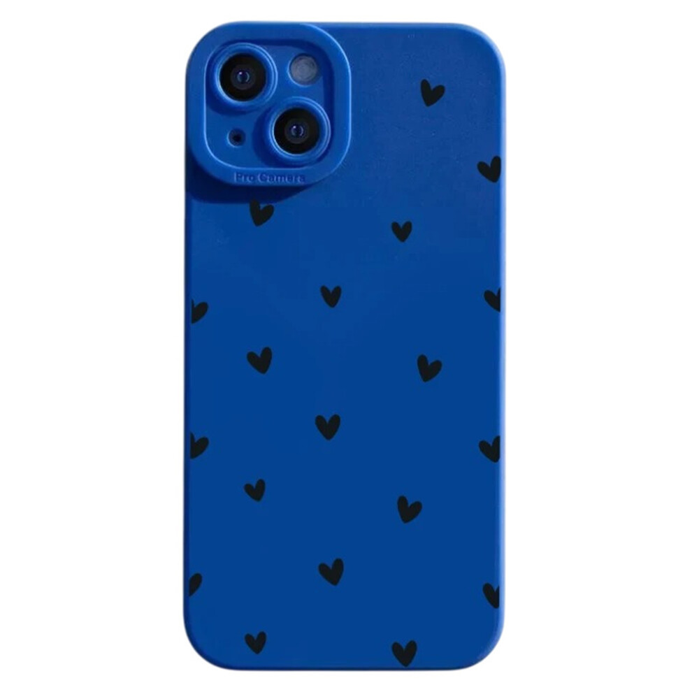 (Blue Black Hearts) For Iphone 14 Plus Case Heart Pattern Tpu Phone Back Cover - Black Black Hearts Blue,Black 6914273293691
