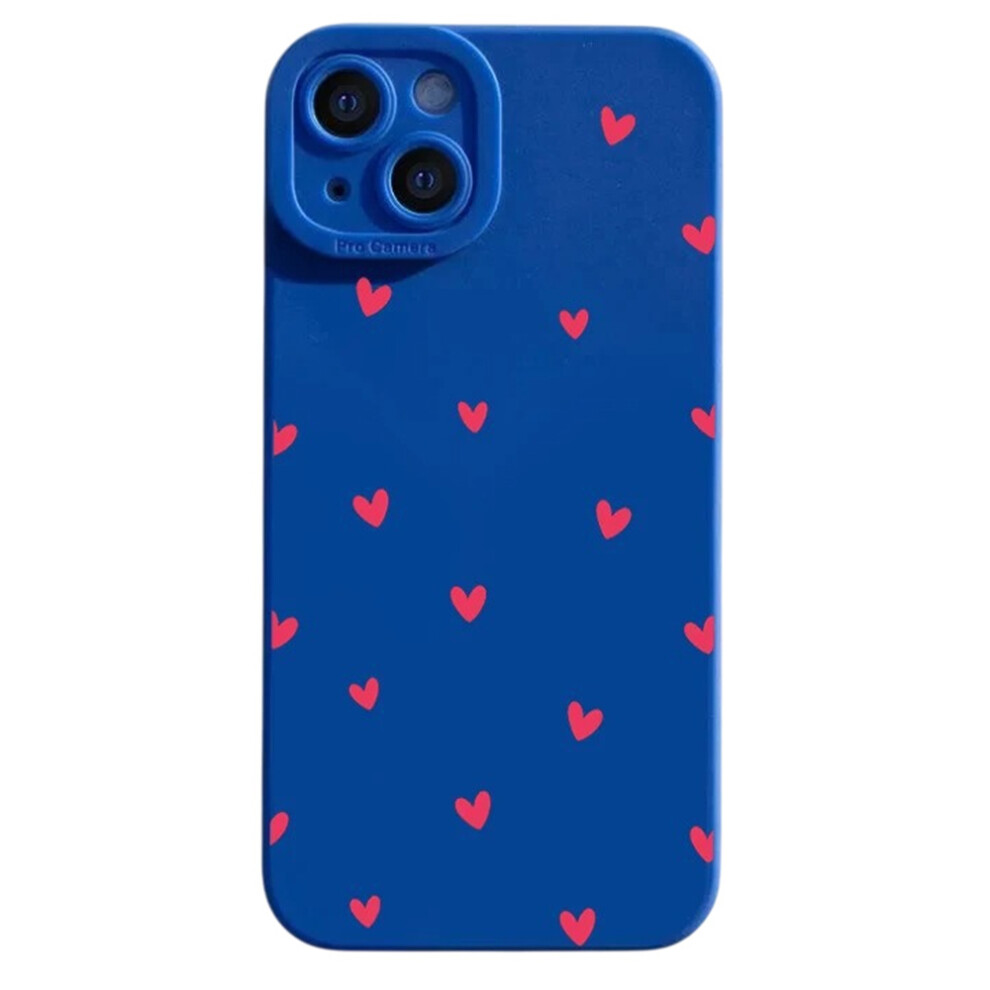 (Blue Red Hearts) For Iphone 15 Case Heart Pattern Tpu Phone Back Cover - Antique White Red Hearts Blue,White,Red 6914277197391