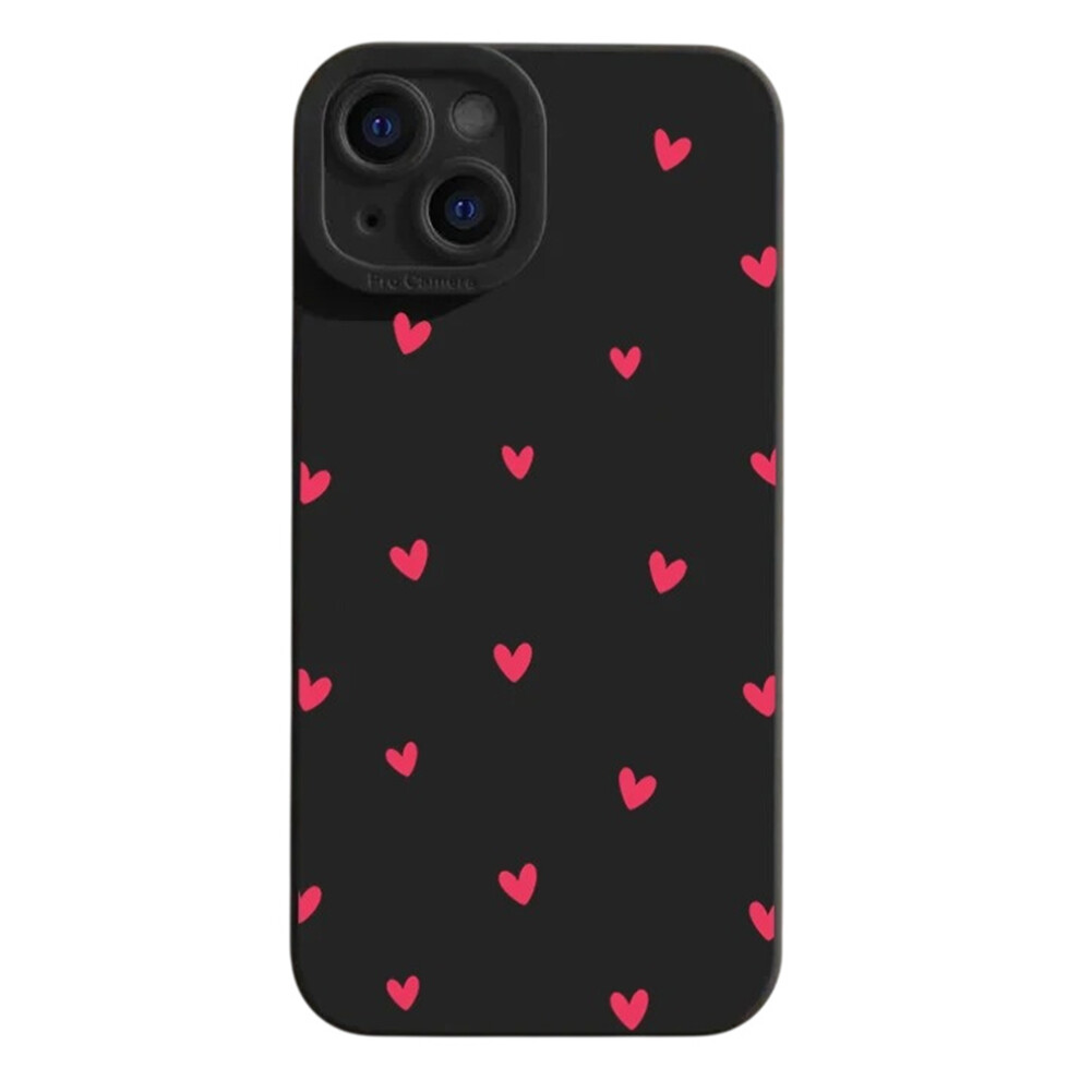 (Black Red Hearts) For Iphone 15 Case Heart Pattern Tpu Phone Back Cover - Antique White Red Hearts White,Black,Red 6914277010546