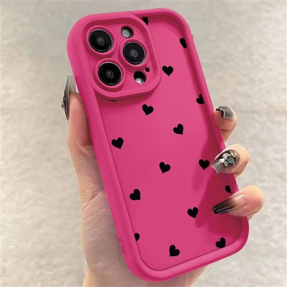 (Rose) For Iphone 15 Pro Case Heart Pattern Tpu Phone Cover With Stepped Edge 6914275496793