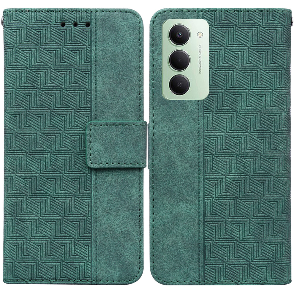 (Green) For Xiaomi Redmi 15 5G (Global) (169Mm) Case Geometry Pattern Leather Wallet Phone Cover With Wrist Strap Green 6914278744990