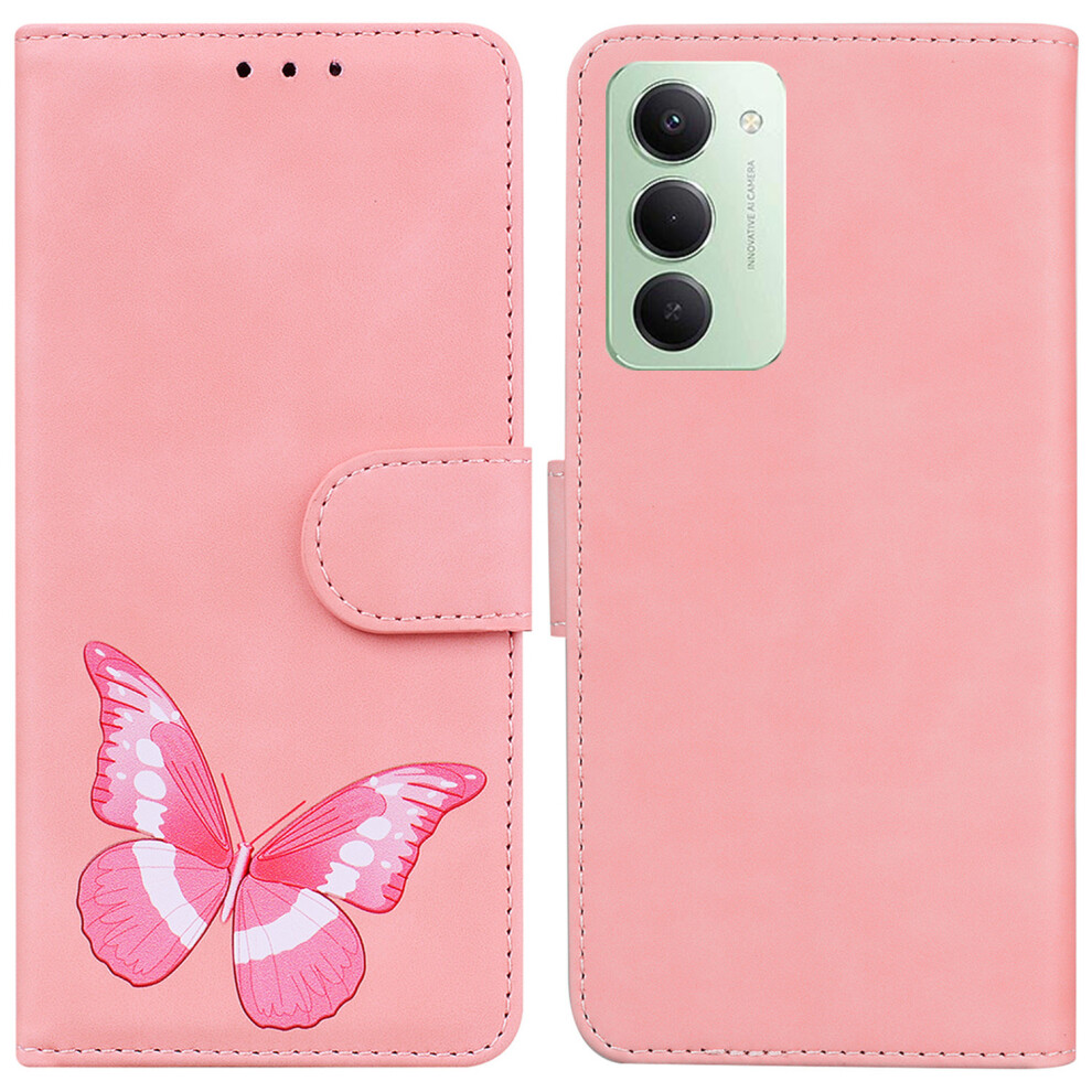 (Pink) For Xiaomi Redmi 15 5G (Global) (169Mm) Stand Case Pu Leather Phone Cover Butterfly Printed Pink 6914278223389