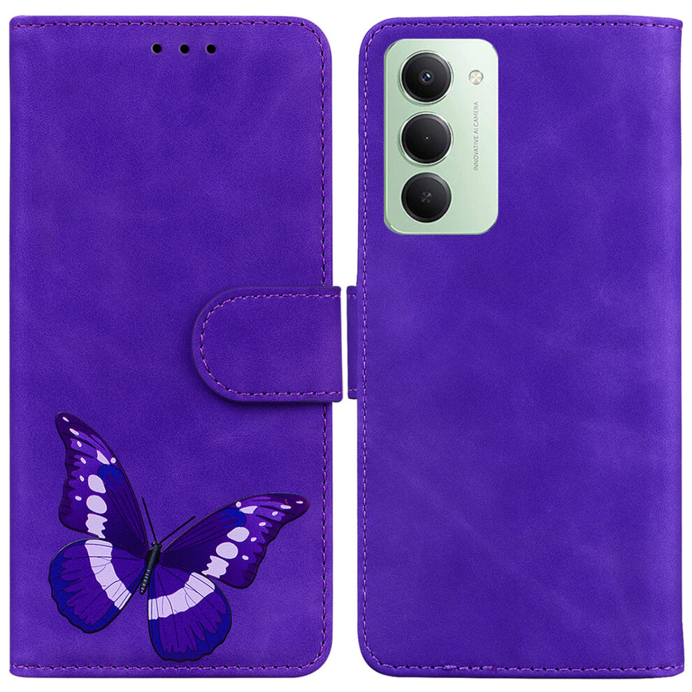 (Purple) For Xiaomi Redmi 15 5G (Global) (169Mm) Stand Case Pu Leather Phone Cover Butterfly Printed Purple 6914273030371