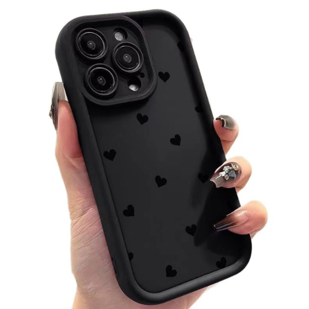 (Black) For Iphone 13 Pro Case Heart Pattern Tpu Phone Cover With Stepped Edge Black 6914272046380