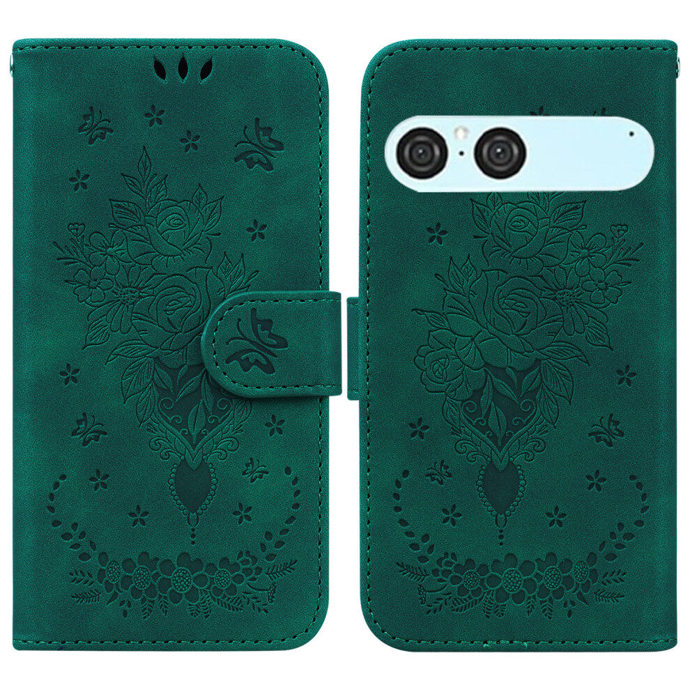 (Green) For Sony Xperia 10 Vii Case Butterfly Flower Imprint Pu Leather Wallet Phone Cover With Strap Green 6914270923140