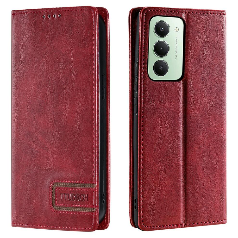 (Wine ) Ttudrch Style 007 For Xiaomi Mi 15 5G (Global) (169Mm) Leather Case Rfid Blocking Wallet Stand Phone Cover Red 6914278155109