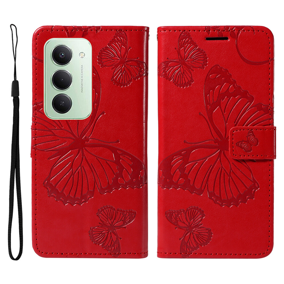 (Red) For Xiaomi Mi 15 5G (Global) (169Mm) Wallet Case Floral Butterfly Imprinted Leather Phone Cover Stand Red 6914273322780