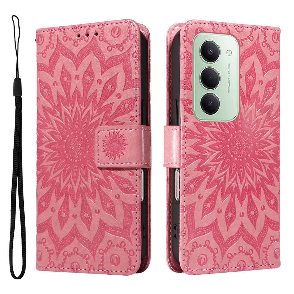 (Pink) For Xiaomi Redmi 15 4G (Eu) (171Mm) Leather Wallet Case Sunflower Imprinted Phone Cover Pink 6914271065658