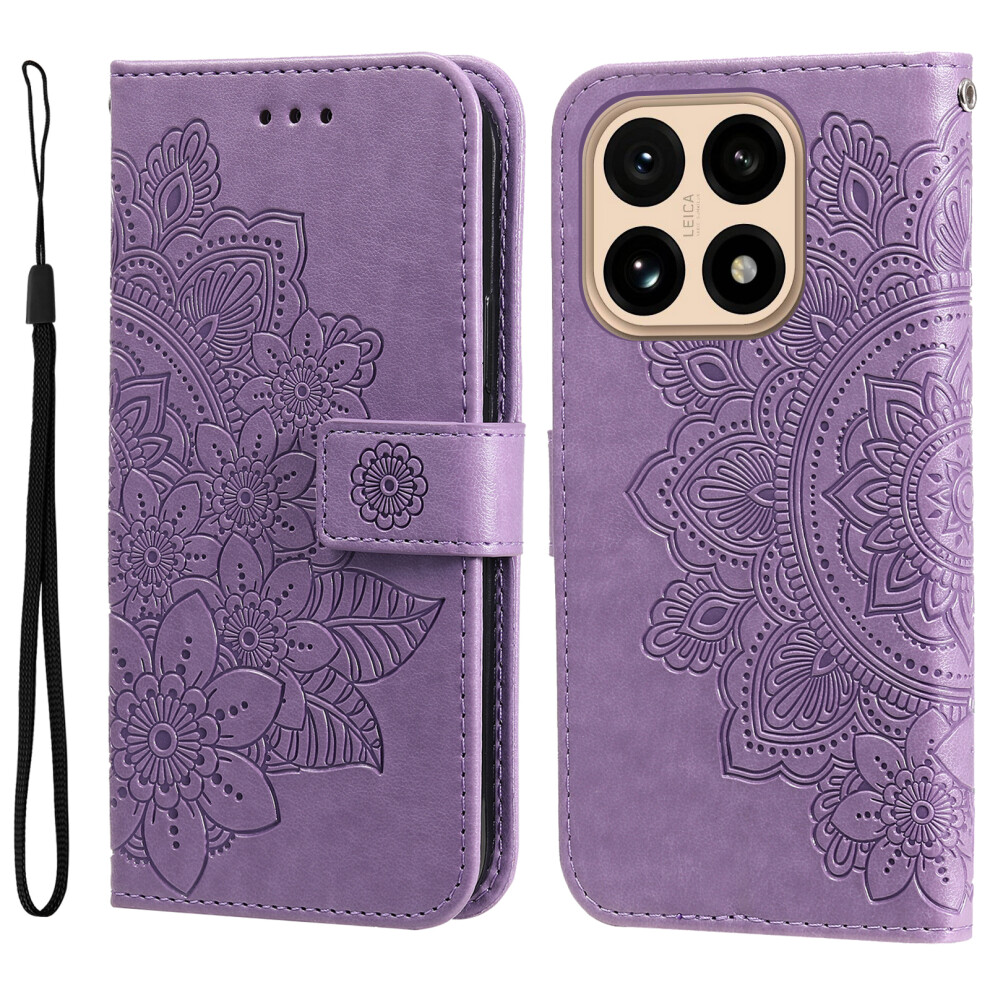 (Purple) For Xiaomi 15T Case Floral Pattern Pu Leather Wallet Stand Phone Cover Purple 6914270202313