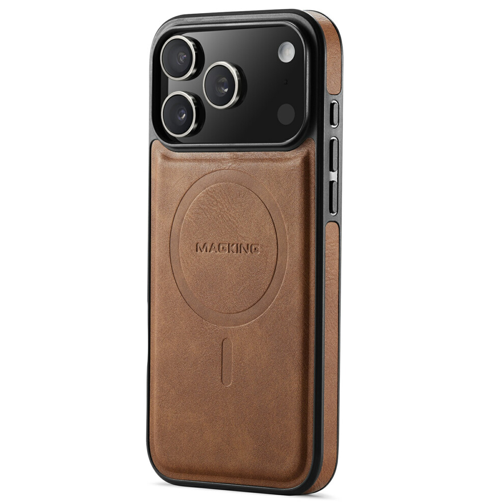 (Brown) Magking K1 Series For Iphone 17 Pro Magnetic Case Pc + Tpu + Pu Leather Phone Cover Brown 6914272405521
