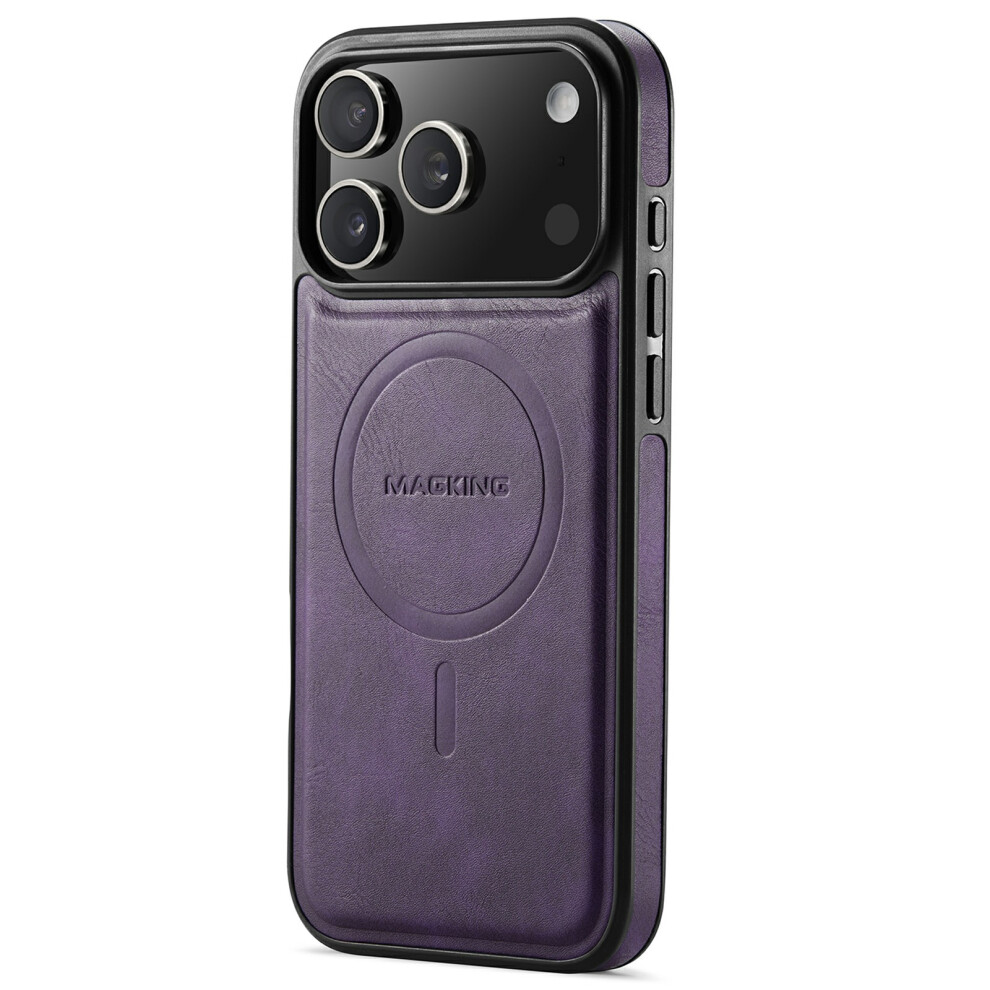 (Purple) Magking K1 Series For Iphone 17 Pro Magnetic Case Pc + Tpu + Pu Leather Phone Cover Purple 6914278917844