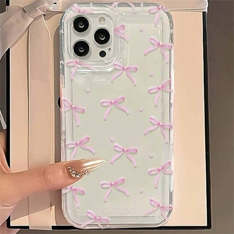 ( Bows) For Iphone 14 Pro Case Bowknot Pattern Tpu Phone Back Cover Pink 6914271537384