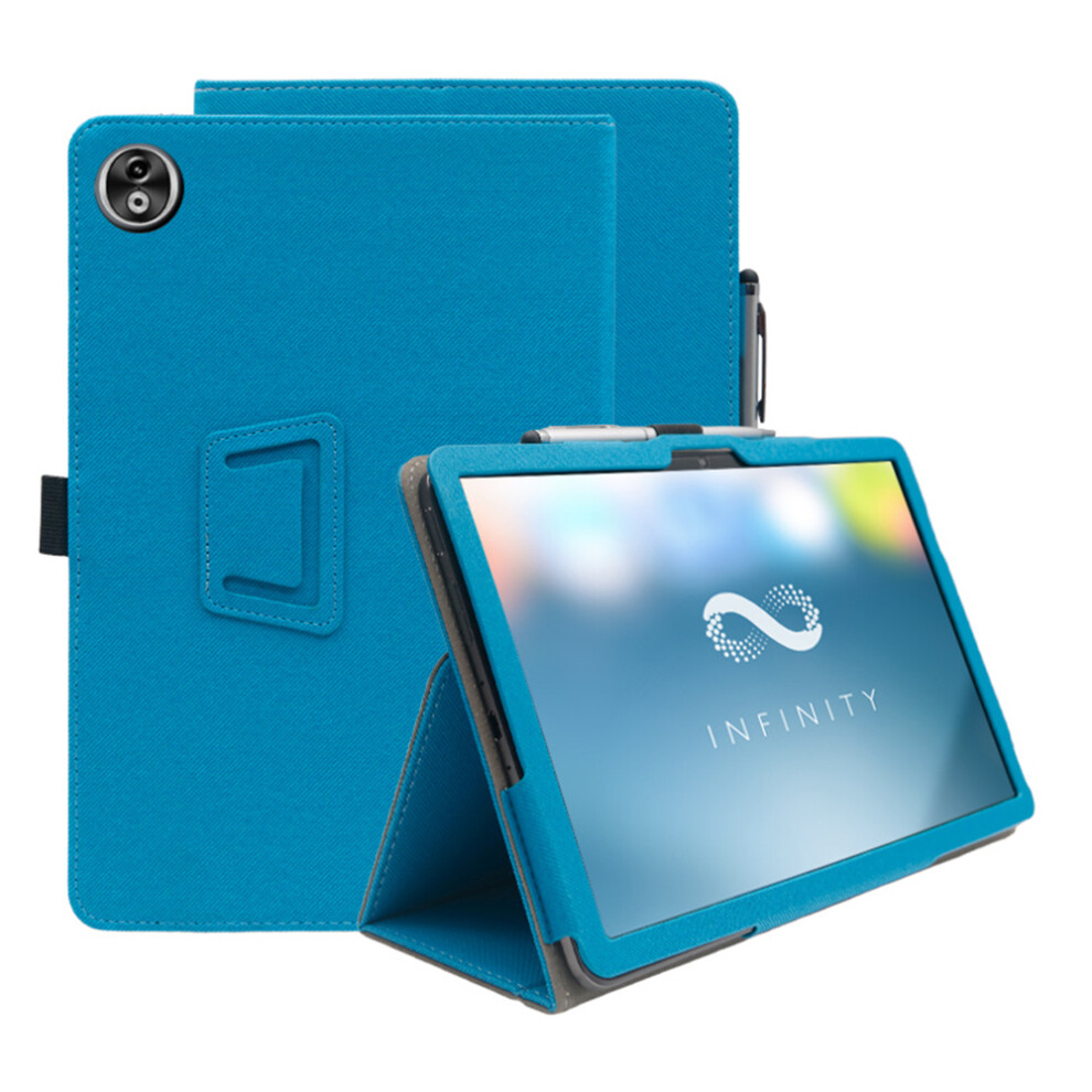 (Blue) For Doogee T40 Pro Case Stand Pu Leather Tablet Cover Built-In Hand Strap Blue 6914276716098
