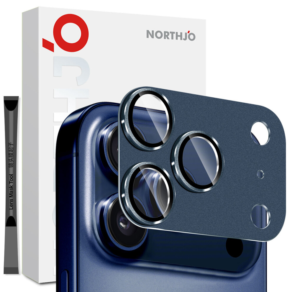 (Blue) NORTHJO For iPhone 17 Pro Max Camera Lens Protector Matte Integrated Metal Tempered Glass Lens Film