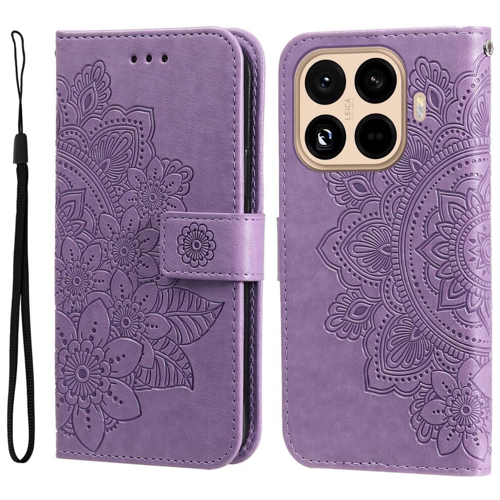 (Purple) For Xiaomi 15T Pro Case Floral Pattern Pu Leather Wallet Stand Phone Cover Purple 6914278726668